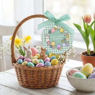 Easter Brunch & Egg Hunt Green Gingham Favour Tags