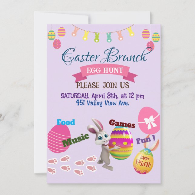 Easter Brunch & Egg Hunt invite Card (Front)