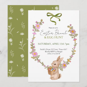 Easter Brunch & Egg Hunt Party Bunny Invitation 