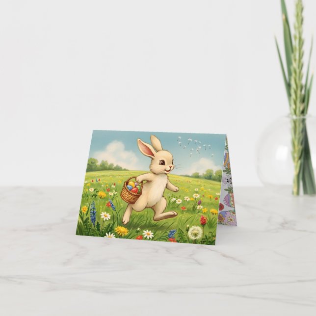 Easter Brunch & Egg Hunt Spring Meadow Bunny Invitation (Front)