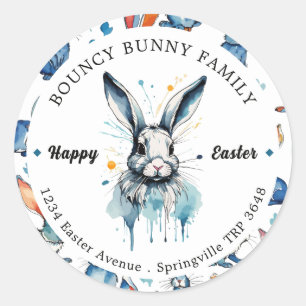 Easter Brunch & Egg Hunt   Water colour Bunny Classic Round Sticker