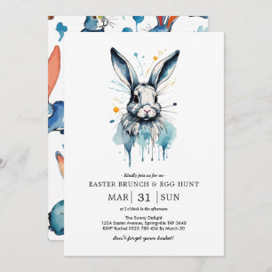 Easter Brunch & Egg Hunt Water colour Bunny Invitation