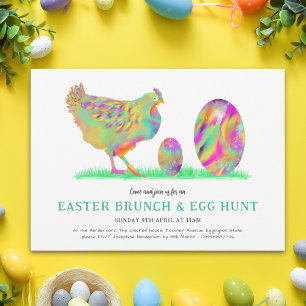 Easter Brunch Egg Hunt Watercolor Chick Invitation