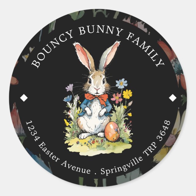 Easter Brunch & Egg Hunt | Wildflower Bunny Classi Classic Round Sticker (Front)