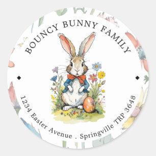 Easter Brunch & Egg Hunt   Wildflower Bunny Classic Round Sticker