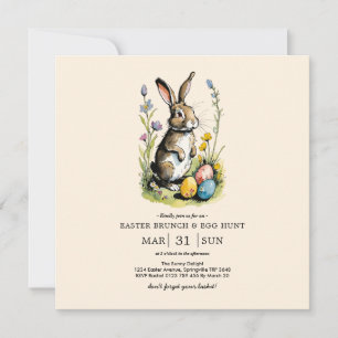 Easter Brunch & Egg Hunt   Wildflower Bunny Invitation