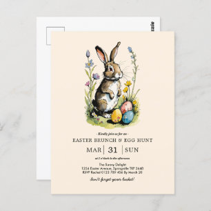 Easter Brunch & Egg Hunt Wildflower Bunny Postcard