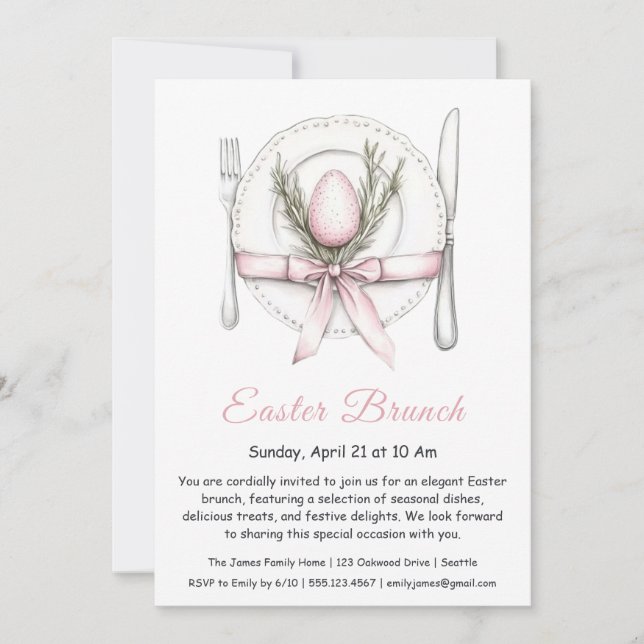 Easter Brunch Elegant Invitation  (Front)