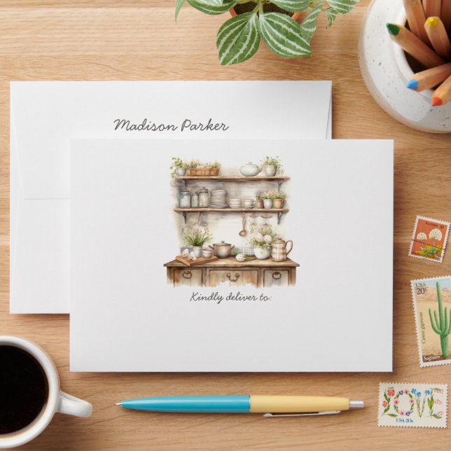 Easter Brunch Envelope – Pastel Vintage Kitchen (Desk)