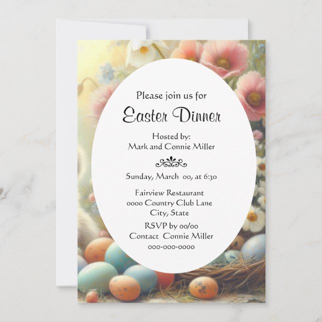Easter Brunch Floral Pastel  Invitation (Front)