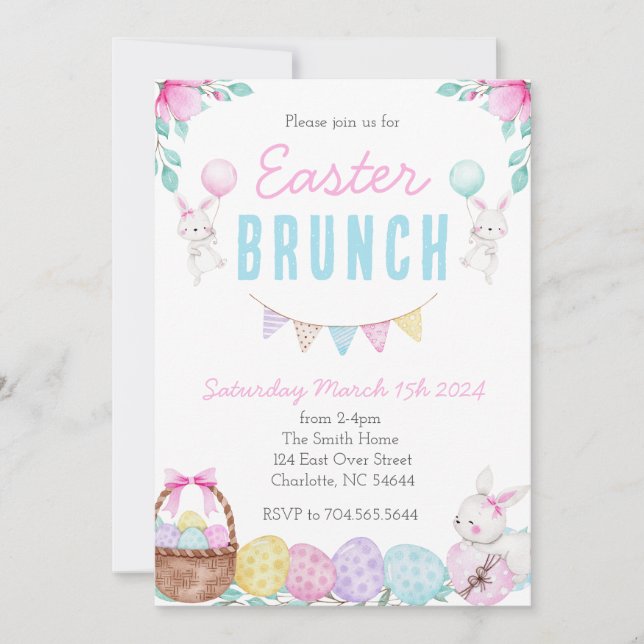 Easter Brunch Invitation, Easter Lunch Invite (Front)