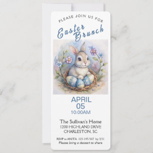 Easter Brunch Invitation with Easter Rabbit. 