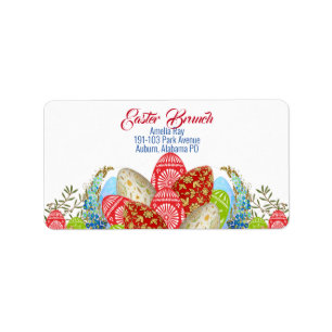 Easter Brunch Multicolor Egg Greenery Flora Custom Label