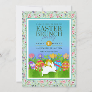 Easter Brunch Party – Colourful Bunny & Eggs Invitation