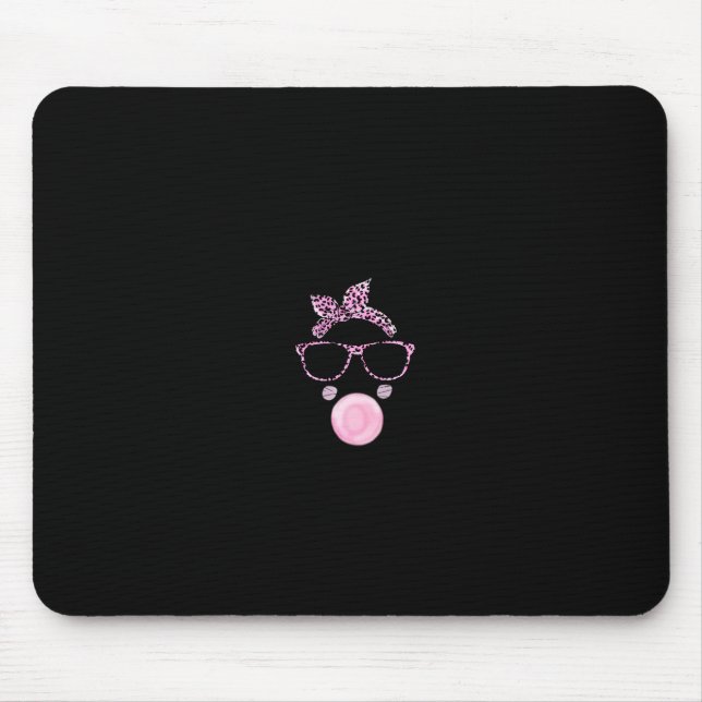 Easter Bubblegum Cute Bunny With Leopard Bandanna  Mouse Mat (Front)