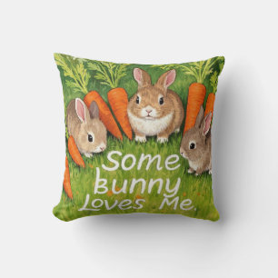 Easter Bunnies and Carrots  Cushion