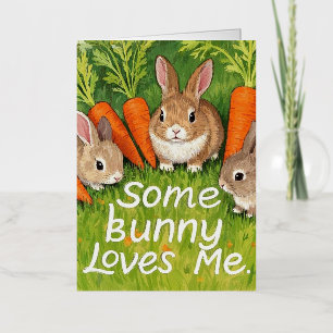 Easter Bunnies and Carrots  Foil Greeting Card