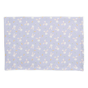 Easter Bunnies and Carrots Lavender Spring Pillowcase