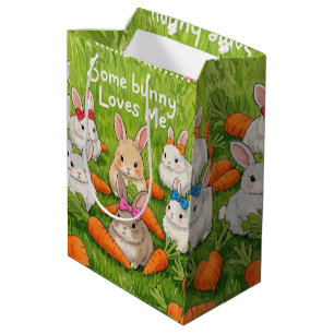 Easter Bunnies and Carrots  Medium Gift Bag