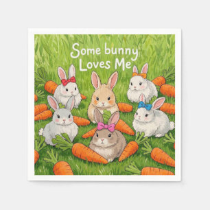 Easter Bunnies and Carrots Napkin