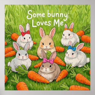 Easter Bunnies and Carrots  Poster