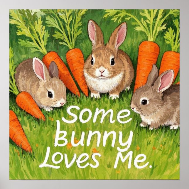 Easter Bunnies and Carrots  Poster (Front)