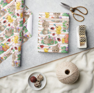 Easter Bunnies And Chicks Wrapping Paper