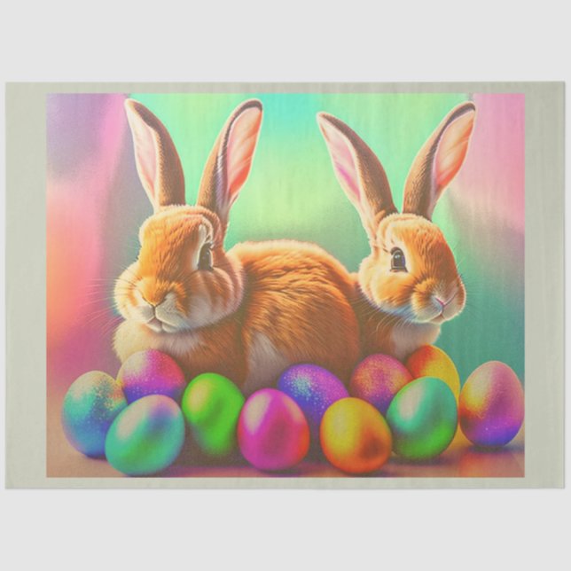 Easter Bunnies and Colourful Eggs Collection Tissue Paper (Front)