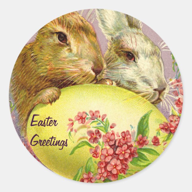 Easter Bunnies and Egg Vintage Stickers (Front)