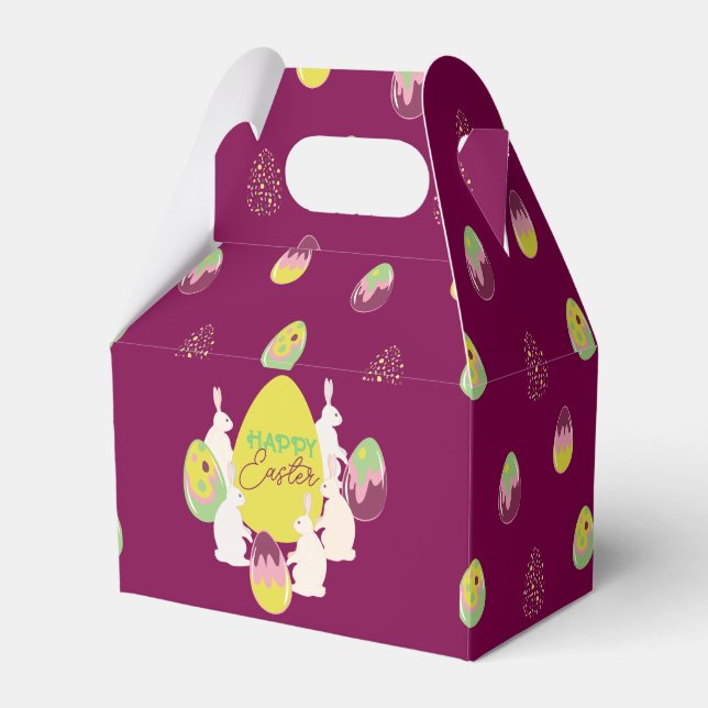 Easter bunnies and painted eggs. Favour Box (Front Side)