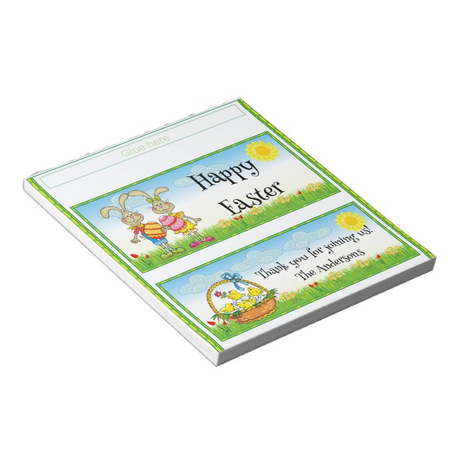 Easter Bunnies Candy Bar Wrapper Party Favor Notepad (Angled)