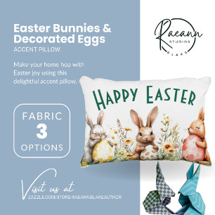 Easter Bunnies & Decorated Eggs Accent Pillow