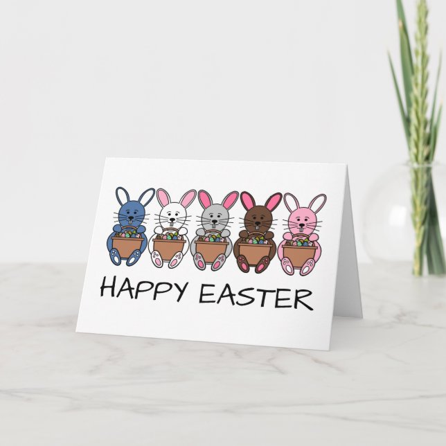 Easter Bunnies, Happy Easter Card (Front)