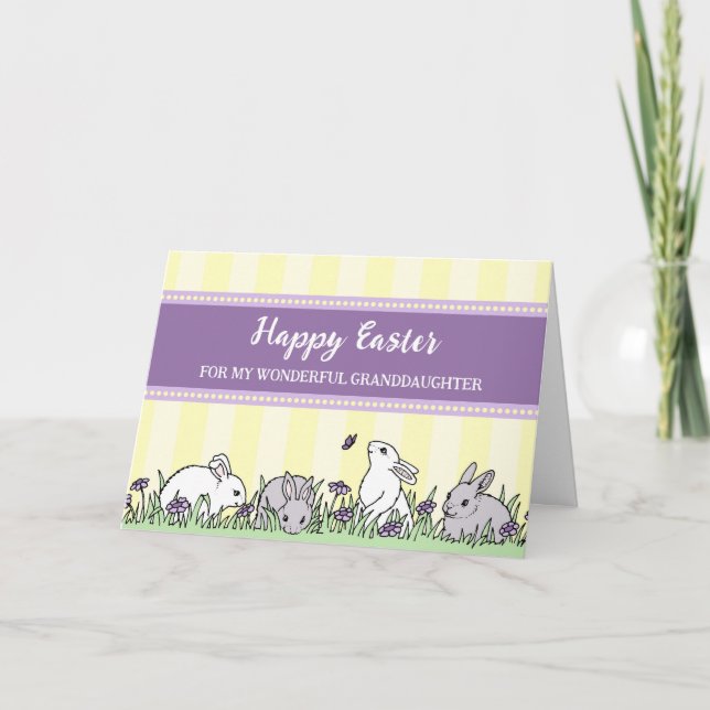 Easter Bunnies Happy Easter Granddaughter Holiday Card (Front)