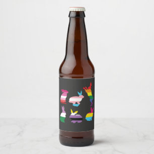 Easter Bunnies LGBTQ Pride Rainbow Rabbit Gift Beer Bottle Label