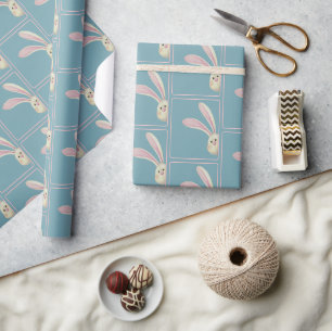 Easter Bunnies on Blue Wrapping Paper