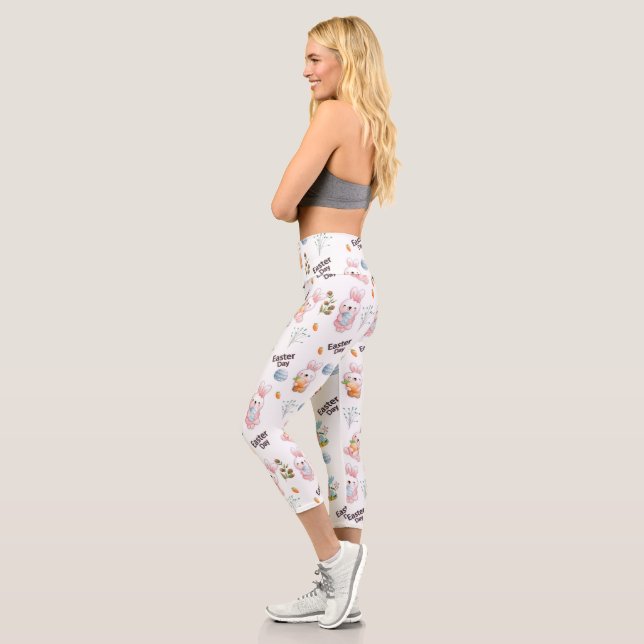 Easter bunnies pattern capri leggings (Left)