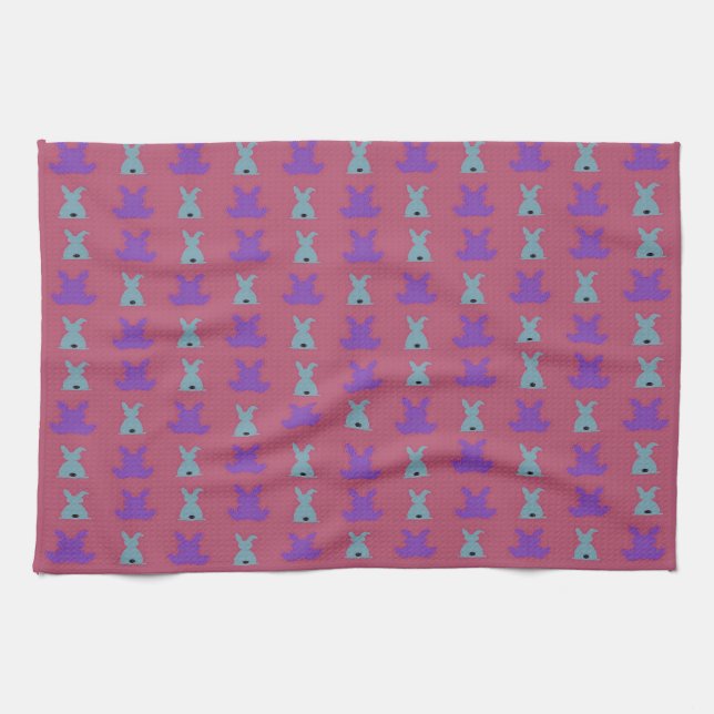 easter bunnies pattern tea towel (Horizontal)