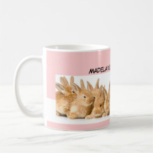 Easter Bunnies Pink Personalised Coffee Mug