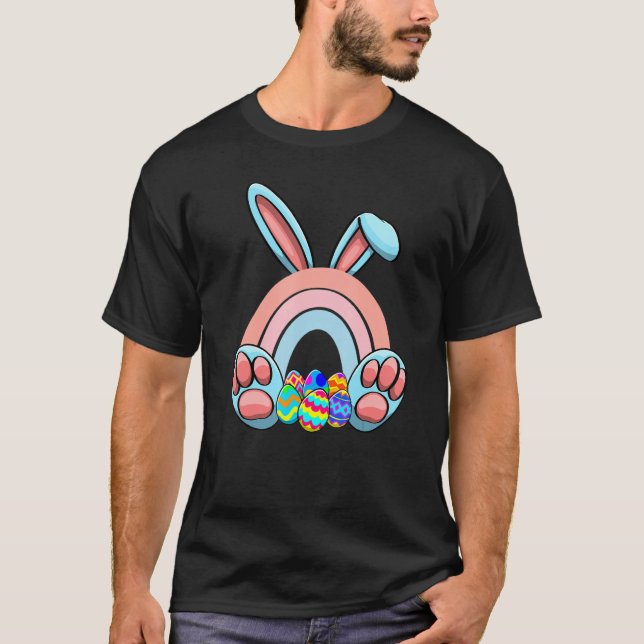 Easter Bunnies Rainbow Nature Women Easter Day Egg T-Shirt (Front)