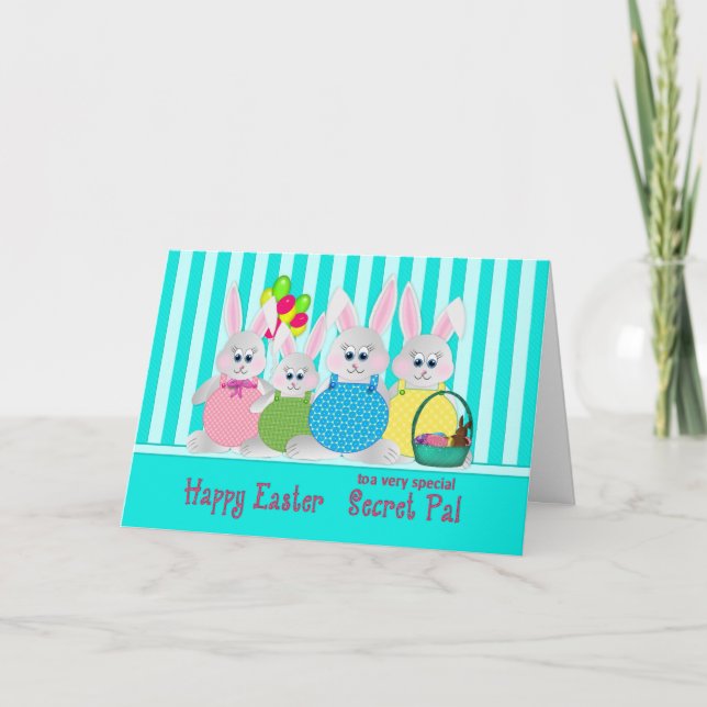 Easter Bunnies - Secret Pal - Fun Holiday Card (Front)