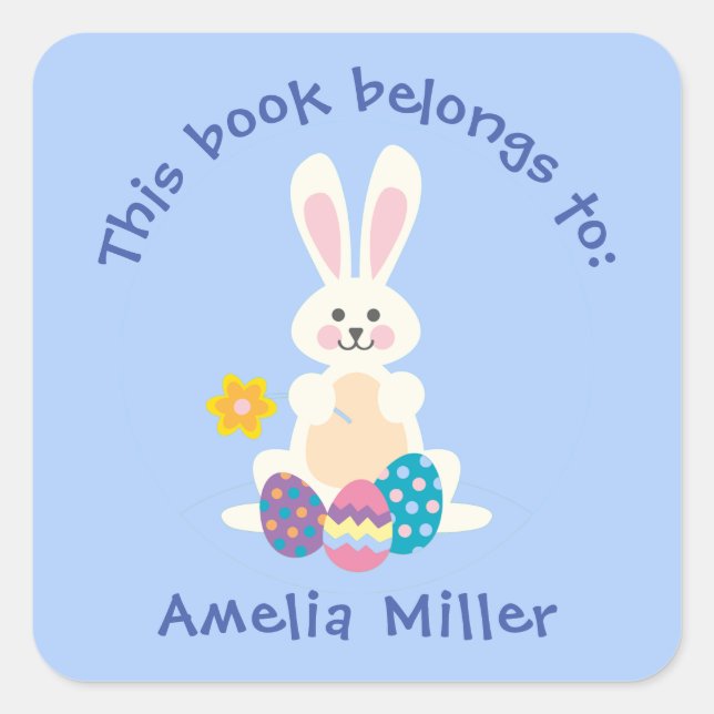 Easter Bunnies Spring Design Bookplate Sticker (Front)