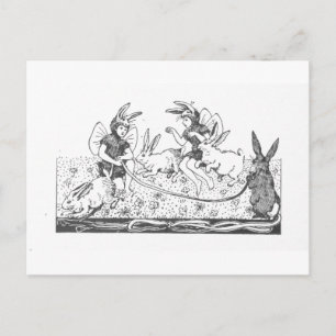 Easter Bunnies Vintage Book Illustration Postcard