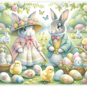 Easter Bunnies Wearing Their Sunday Best Clothes