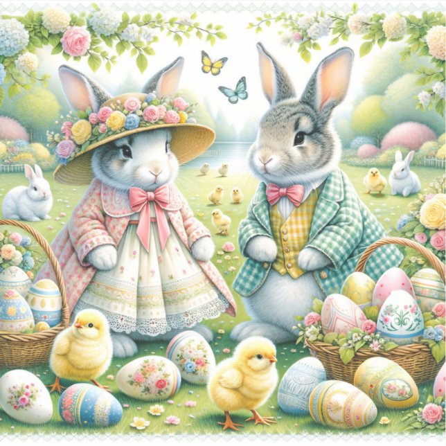 Easter Bunnies Wearing Their Sunday Best Clothes (Front)