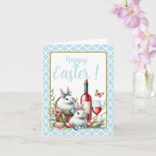 Easter Bunnies Wine With Editable Message Card