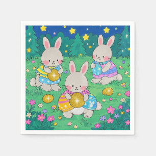 Easter Bunnies with Easter Eggs Napkin