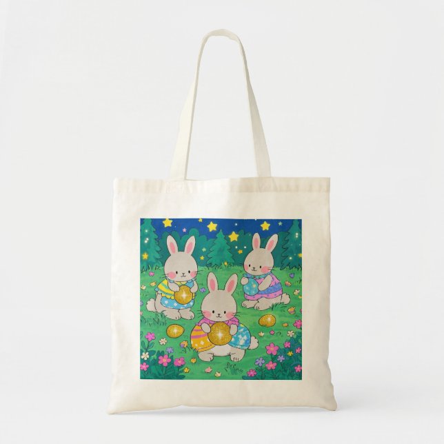 Easter Bunnies with Easter Eggs  Tote Bag (Front)