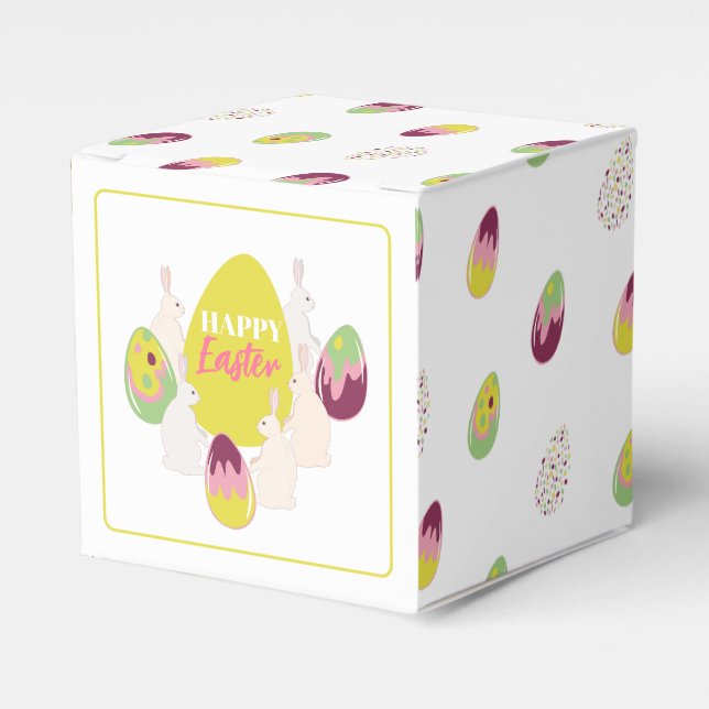 Easter bunnies with eggs. Favour Box (Front Side)