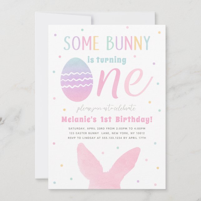 Easter Bunny 1st Birthday Party Invitation (Front)